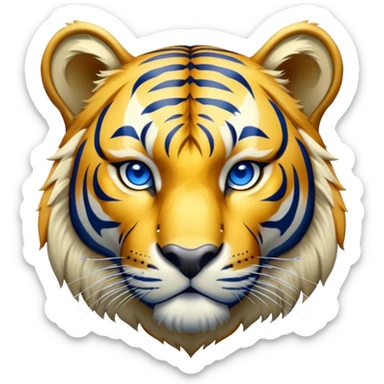 a golden fur tiger with blue stripes  sticker