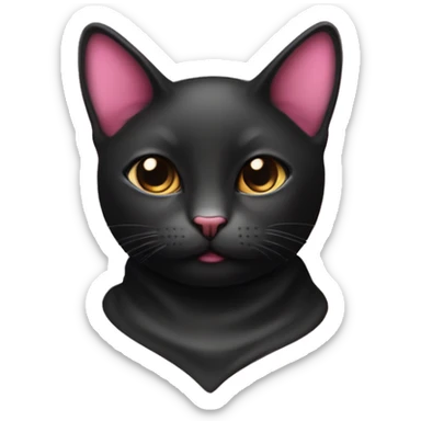 Gato negro con moño rosa en el cuello  sticker