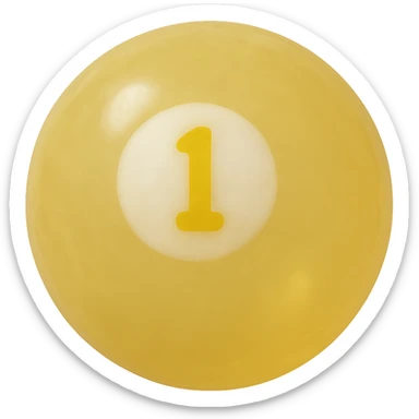 pool billiards 1-ball, retro 90's toy style, very transparent, slightly see-through, yellow with white circle and number 1, soft plastic texture, soft reflections, soft and squishy, some cloudiness, not shiny, highly detailed, appealing, no tag, no background sticker