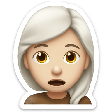 Cought sick girl white whit brown hair  sticker