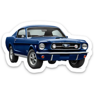Old Ford mustang in dark blue sticker