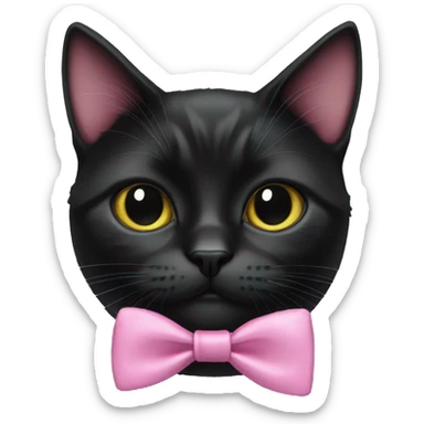 black cat with pink bow tie sticker