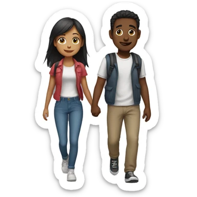 girl and a guy walking together sticker