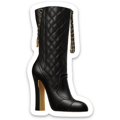 High heeled boots in a chanel bag sticker