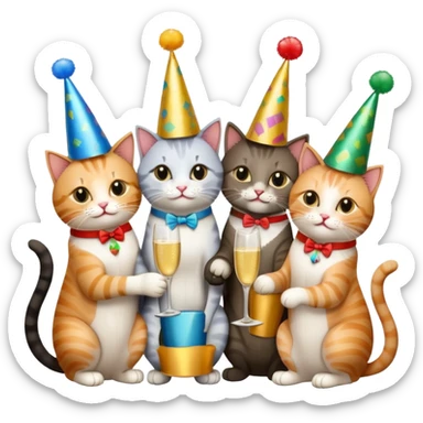 12 cats at a birthday party sticker
