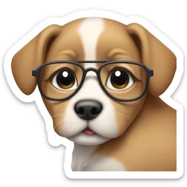 sleep-deprived puppy in glasses  sticker