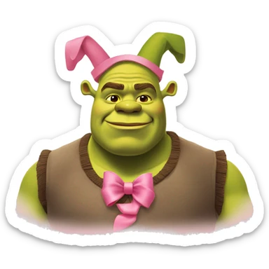 Shrek with pink bow on head sticker