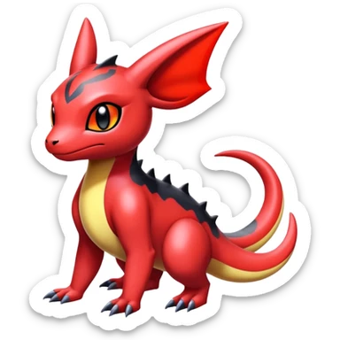 Cute Shiny Guilmon-Quilava-Salandit-Umbreon-Fakémon-hybrid-creature (full body)  sticker
