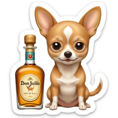 chihuahua with bottle of don julio sticker