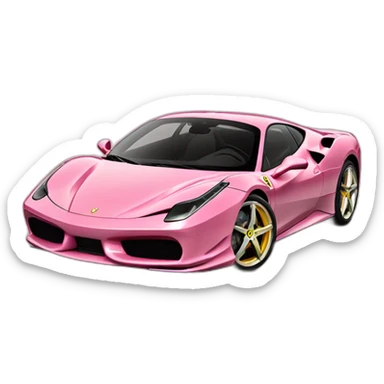 Ferrari de couleur rose avec des ronds jaunes sticker