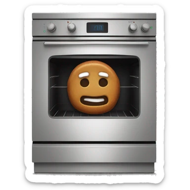 Oven with scared gingerbread man trapped inside sticker