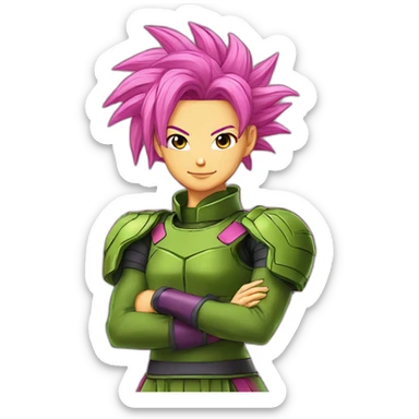 kefla dragonball super pink clothes green hair armour combat sticker