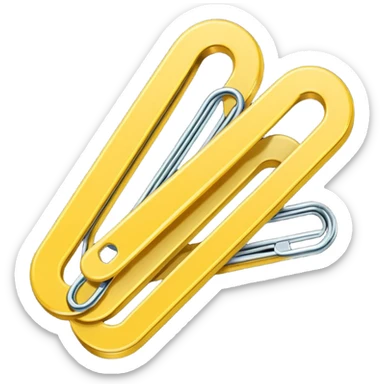 ​"A flat, 2D paperclip icon, colored solid yellow, positioned diagonally, as commonly seen in mobile messaging applications." sticker