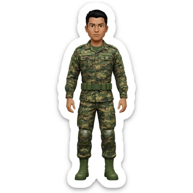 Filipino soldier bdu camo with green combat boots no plate carrier and no belt no knee pads long sleeve sticker