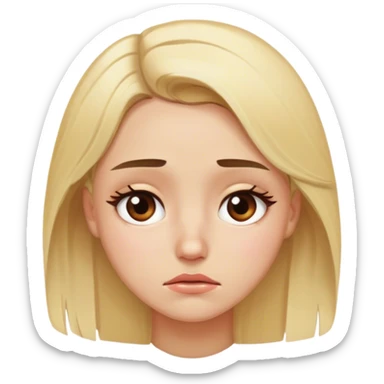 blonde model, brown eyes, teary-eyed sadness  sticker