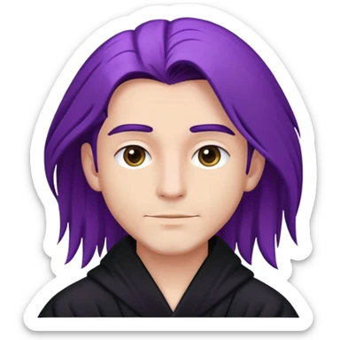 Purple straight hair man with black robe  sticker