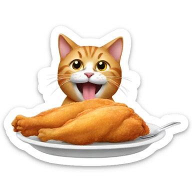 Cat eating chicken tender sticker