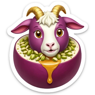 goat ball- a red seedless grade enrobed in goat cheese rolled in crushed pistachios and drizzled with honey sticker