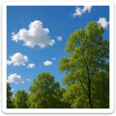 A sunny day with trees, sky, and clouds sticker