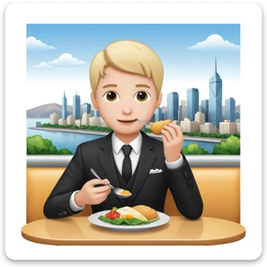 someone who eats in restaurants high above the city with the city on the background
 sticker