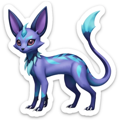 Rare epic aesthetic iridescent spooky gloomy colorful Salandit-Glaceon-Espeon-Genet-species-Fakemon-hybrid-creature, with markings, full body sticker