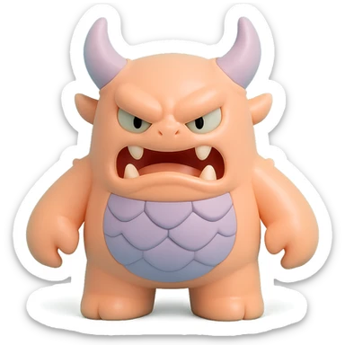 scary monster with horns, armored scales, fierce expression sticker