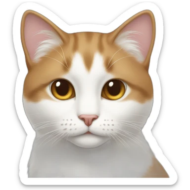 white cat with a little bit brown fur and half brown fur mouth sticker