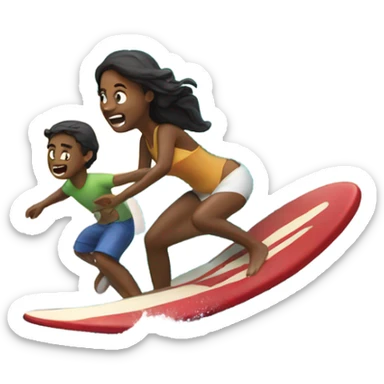 An emoji of one guy surfing and his girlfriend singing sticker