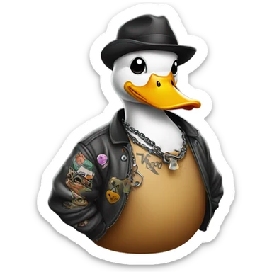 duck with tattoos thug sticker