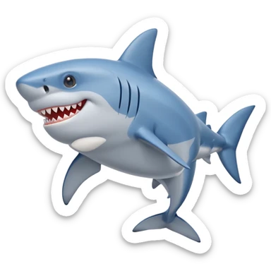smiling shark wearing blue athletic shoes sticker