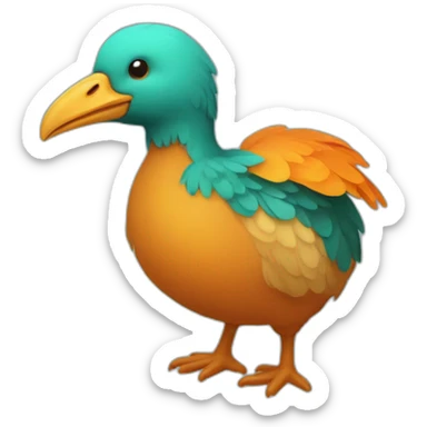 Dodo with orange beak and teal body sticker