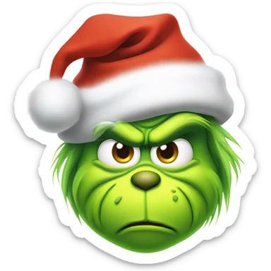Grinch wearing a Santa hat sticker