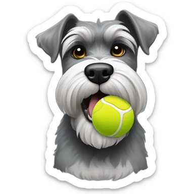 Full body schnauzer tennis ball in mouth sticker