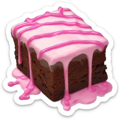 Chocolate brownie with pink drizzle icing sticker