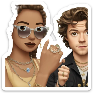 girl with jewelry outdoors with harry styles sticker