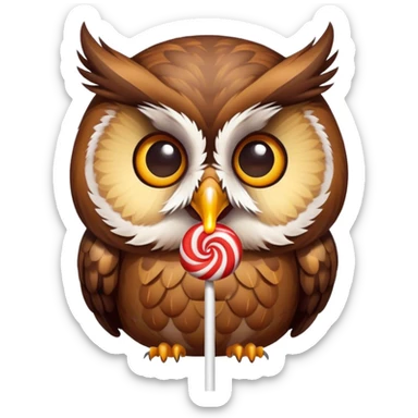 Owl Licking lollipop sticker