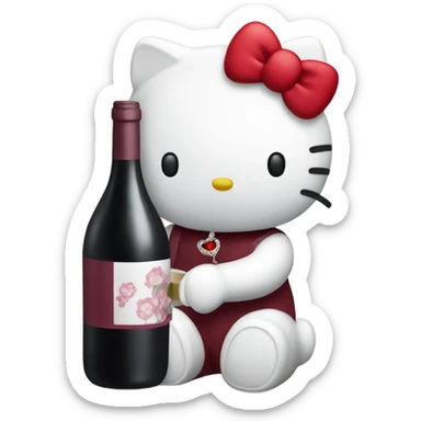 Hello Kitty drinking red wine sticker