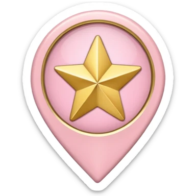 light pink location pin with a star in the center sticker