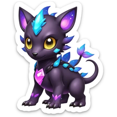 Cute cool colorful dark nebula fantasy-Fakemon-Digimon-animal-hybrid full body sticker