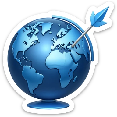 globe with arrow, global transport sticker