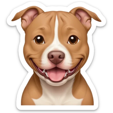 light brown american pitbull terrier, smiling, without white spot sticker