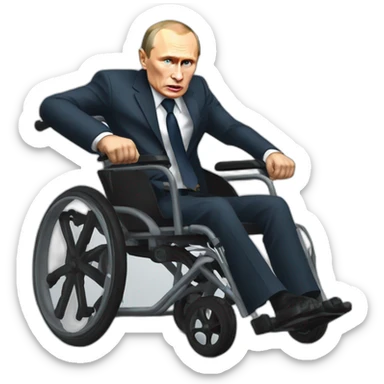 furious vladimir putin monke rides small wheelchair sticker