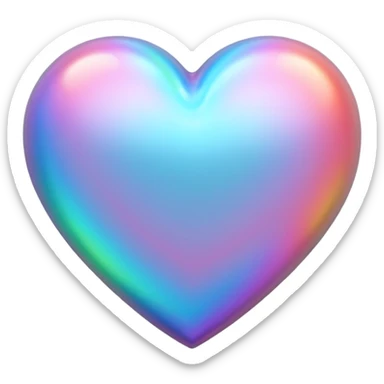 Holographic style and finish, isolated, rendering,8k heart shaped sticker