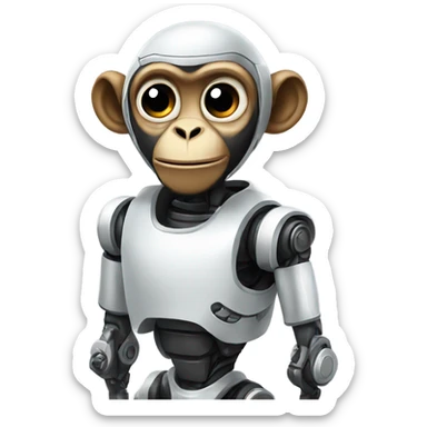 Robot monkey sticker