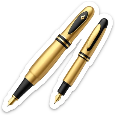 3D academic premium golden black Fountain Pe sticker