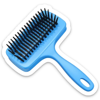 blue Rectangle hairbrush with bristles sticker