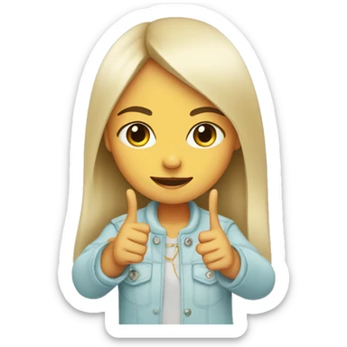 Girl holding peace sign by her eye sticker