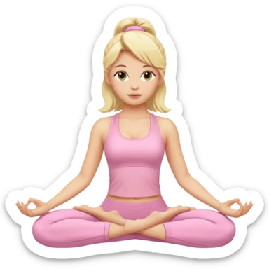 blonde yoga girl light pink clothes n sticker