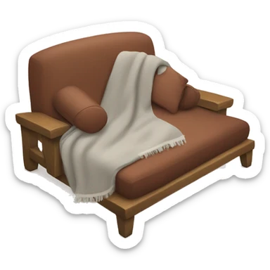 A cozy L shaped couch with blankets sticker