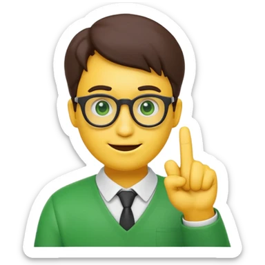 a normal emoji with nerd face and a finger upp with greenscreen emokjin will be a originall yellow type sticker